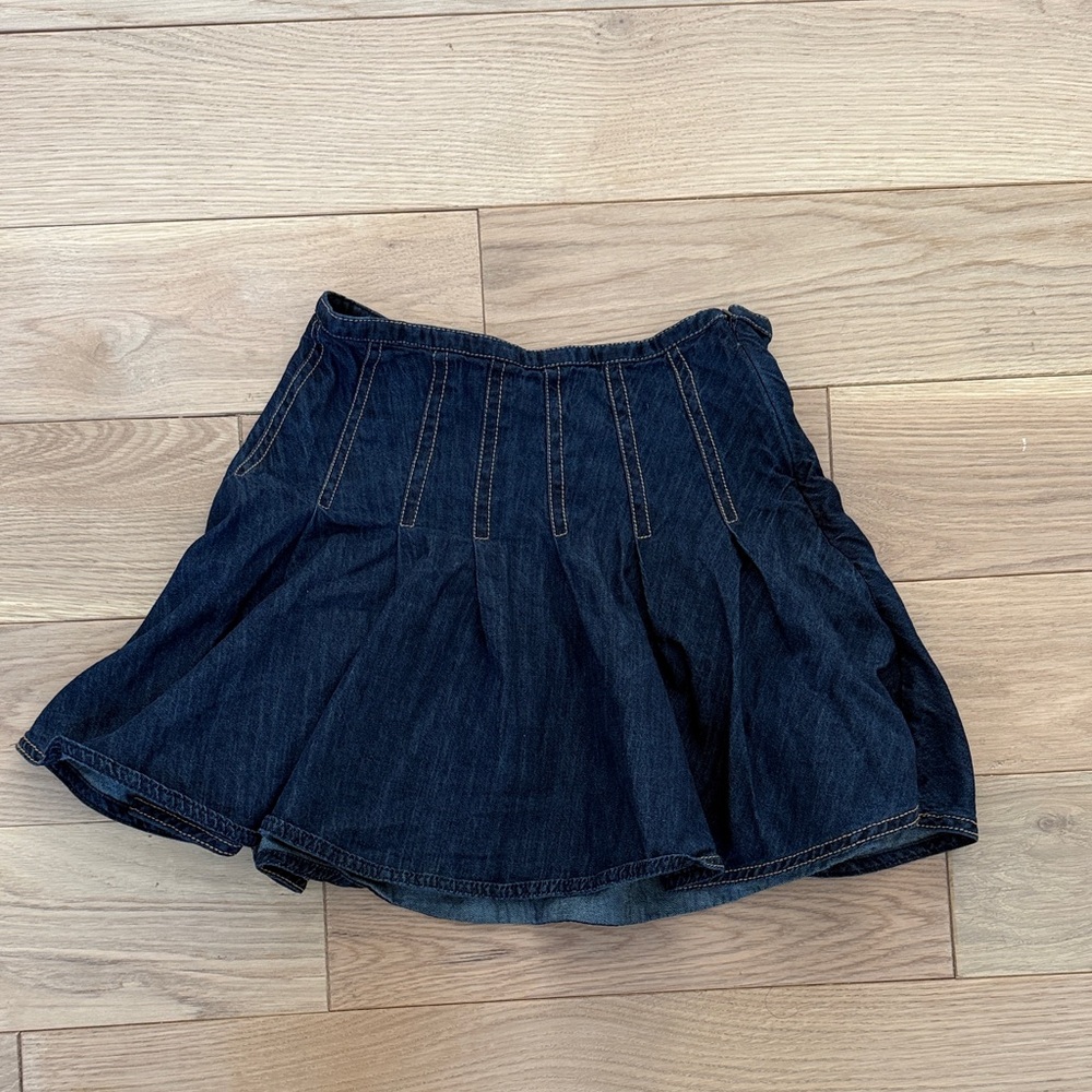 Maeve Anthropologie Dark Denim Flared Skirt
